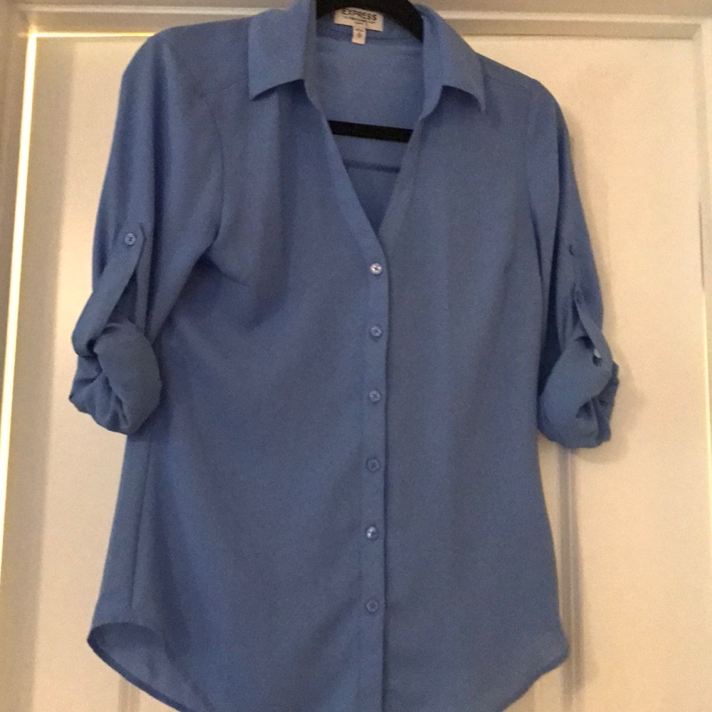 Light blue Express button down 3/4 sleeve blouse